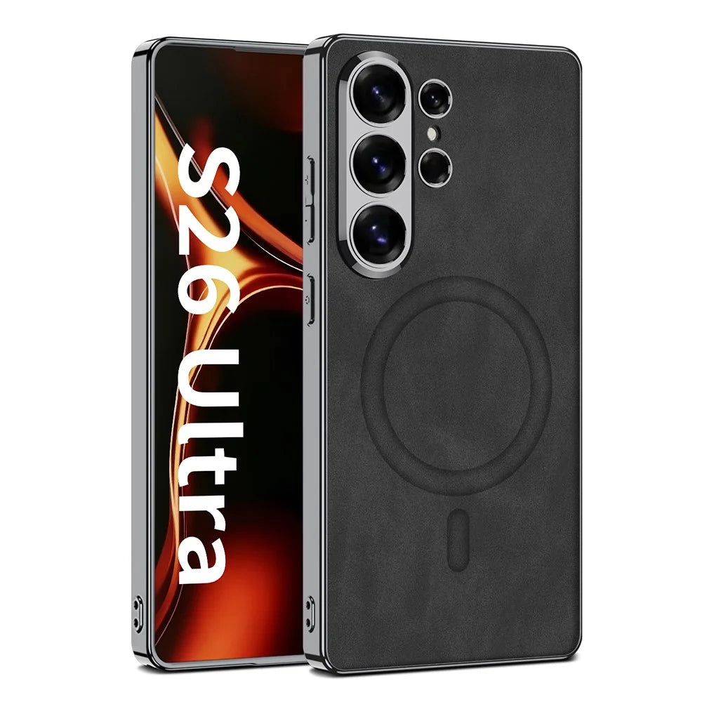 GKK For Samsung Galaxy S26 Ultra Magnetic Case Electroplating Hybrid Matte Phone Back Cover - Black - 1