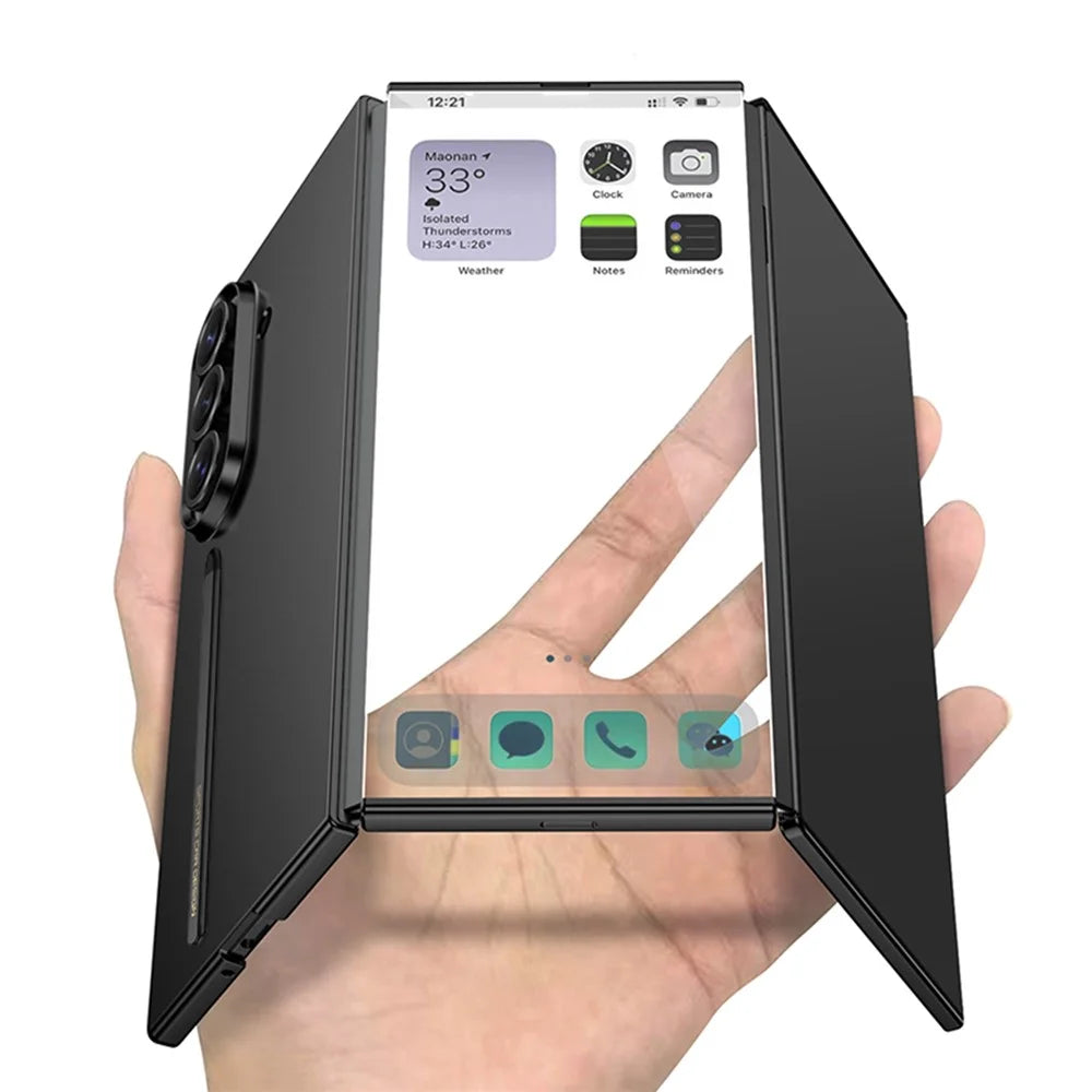 GKK For Samsung Galaxy Z TriFold 5G Case Full Protection PC Phone Cover with Tempered Glass Film / Stylus - Midnight Green - 3