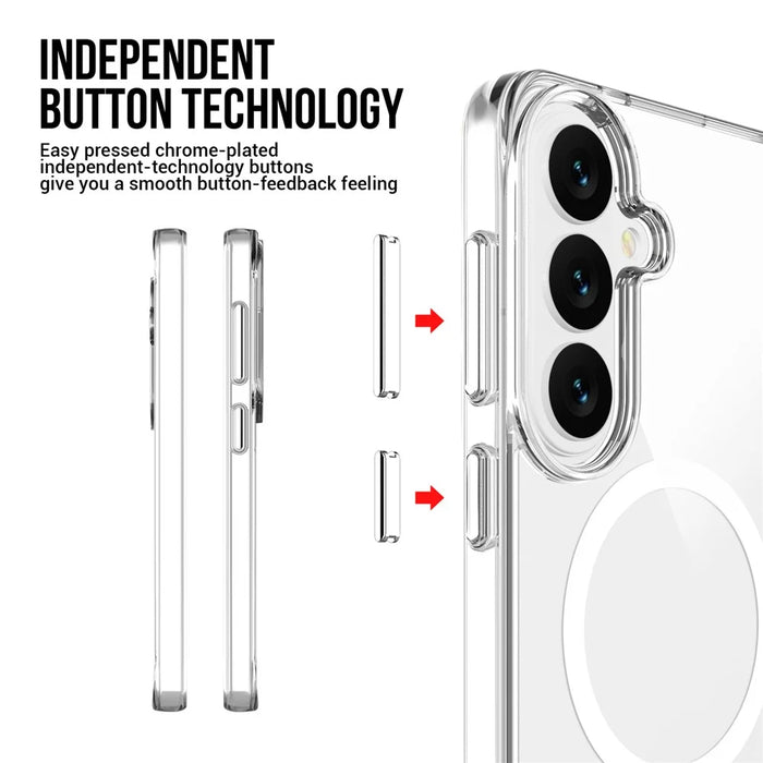 For Samsung Galaxy S26+ Magnetic Case Anti Drop TPU + PC Phone Cover - Transparent - 6