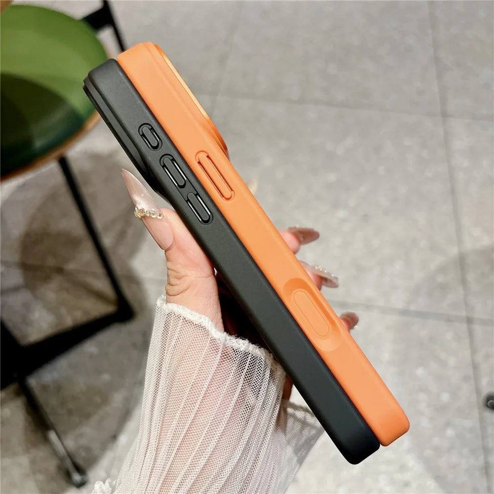 For iPhone 17 Pro Max Magnetic Case Skin Touch PC + TPU Anti-slip Phone Cover with Tempered Glass Compatible with MagSafe - Orange - 7