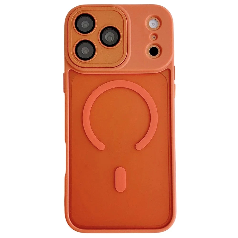For iPhone 17 Pro Matte Case PC + TPU All-wrapped Protection Magnetic Phone Cover with Tempered Glass Compatible with MagSafe - Orange - 2