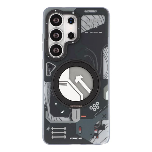 YOUNGKIT for Samsung Galaxy S26 Ultra Magnetic Case Rotating Kickstand IMD TPU Phone Cover - Black - 1