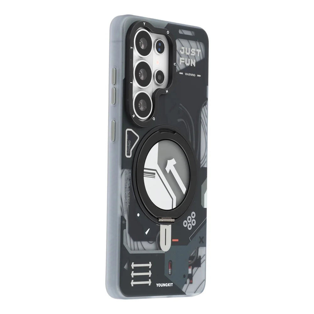 YOUNGKIT for Samsung Galaxy S26 Ultra Magnetic Case Rotating Kickstand IMD TPU Phone Cover - Black - 2