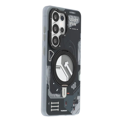 YOUNGKIT for Samsung Galaxy S26 Ultra Magnetic Case Rotating Kickstand IMD TPU Phone Cover - Black - 2