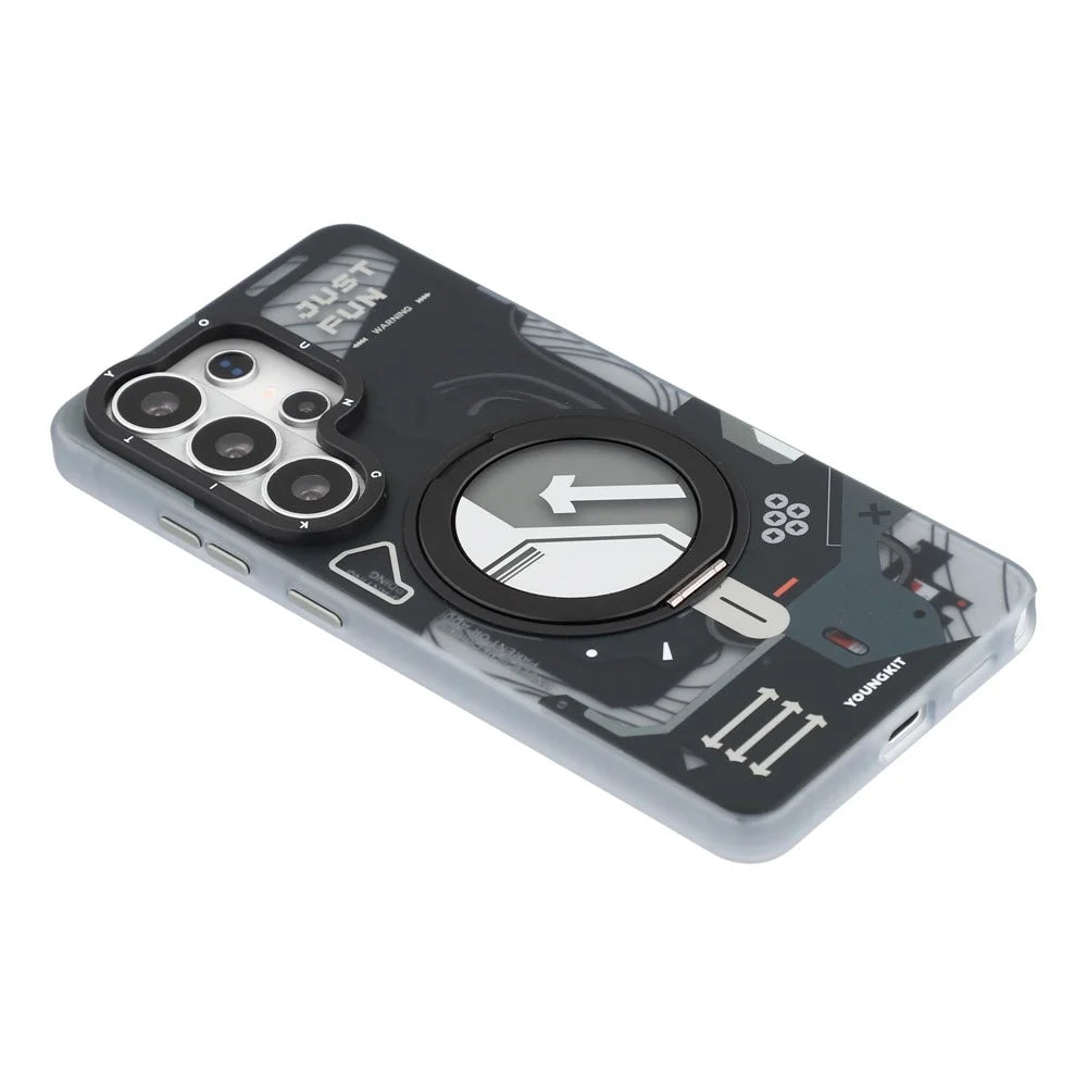 YOUNGKIT for Samsung Galaxy S26 Ultra Magnetic Case Rotating Kickstand IMD TPU Phone Cover - Black - 6