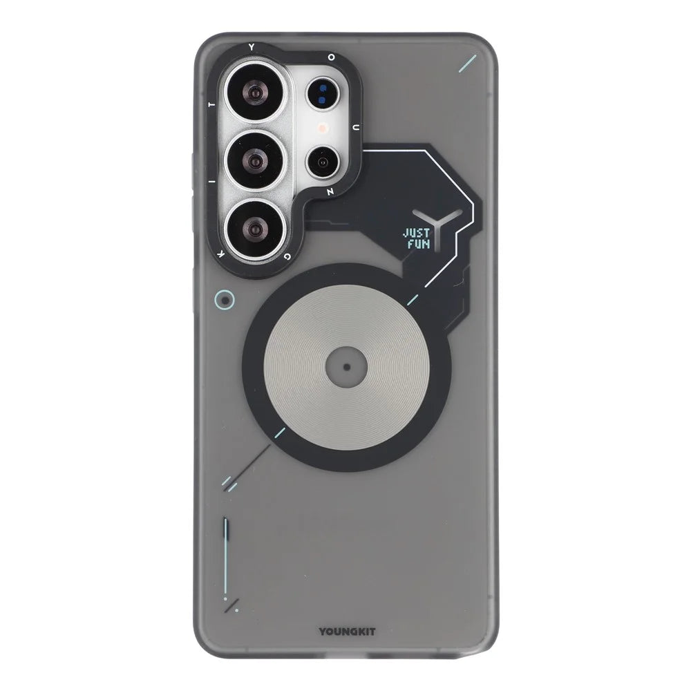 YOUNGKIT For Samsung Galaxy S26 Ultra Magnetic Case Unique Disc Design TPU + PC Phone Back Cover - Dark Grey - 1