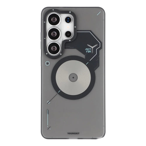 YOUNGKIT For Samsung Galaxy S26 Ultra Magnetic Case Unique Disc Design TPU + PC Phone Back Cover - Dark Grey - 1