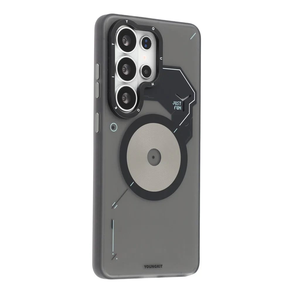 YOUNGKIT For Samsung Galaxy S26 Ultra Magnetic Case Unique Disc Design TPU + PC Phone Back Cover - Dark Grey - 2