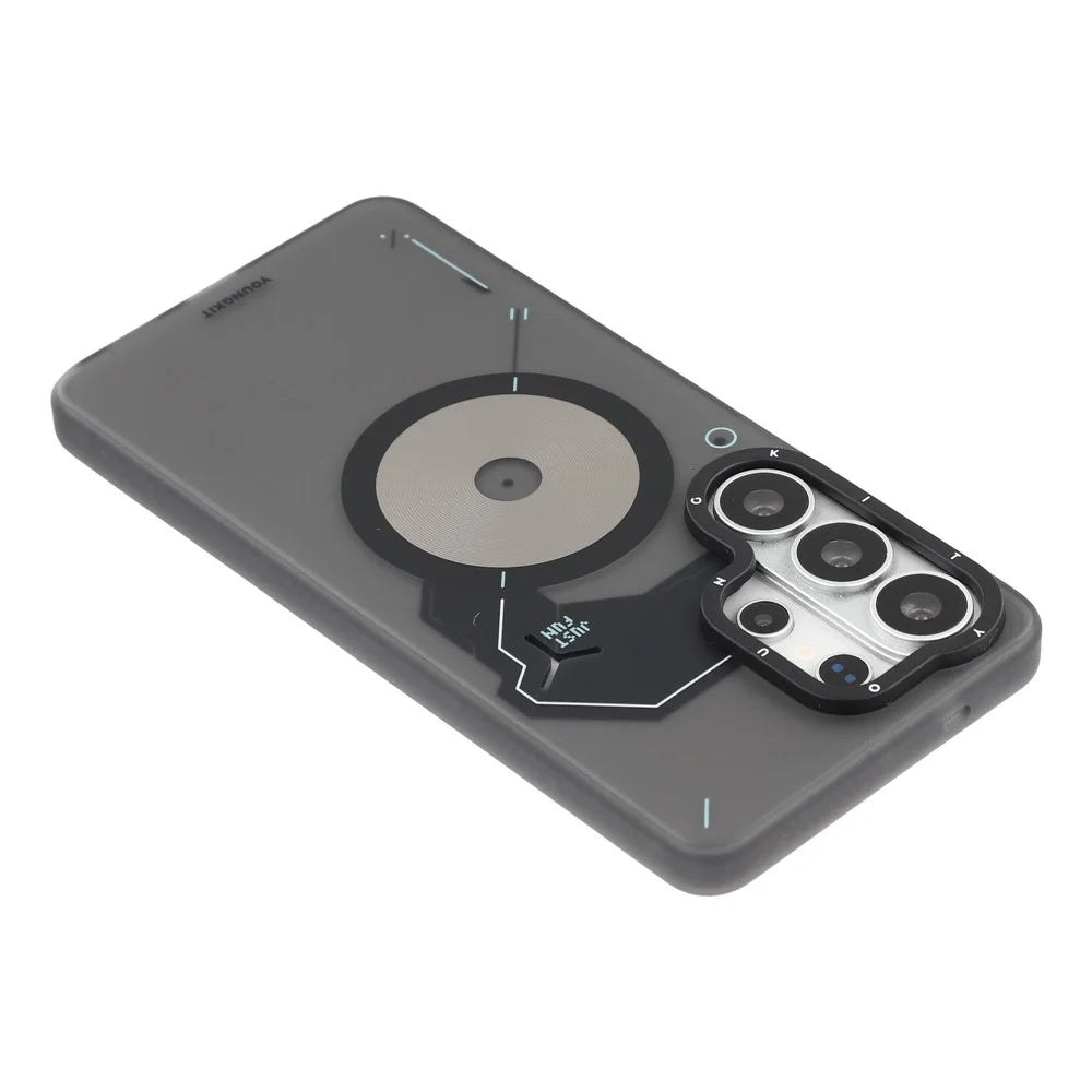 YOUNGKIT For Samsung Galaxy S26 Ultra Magnetic Case Unique Disc Design TPU + PC Phone Back Cover - Dark Grey - 5