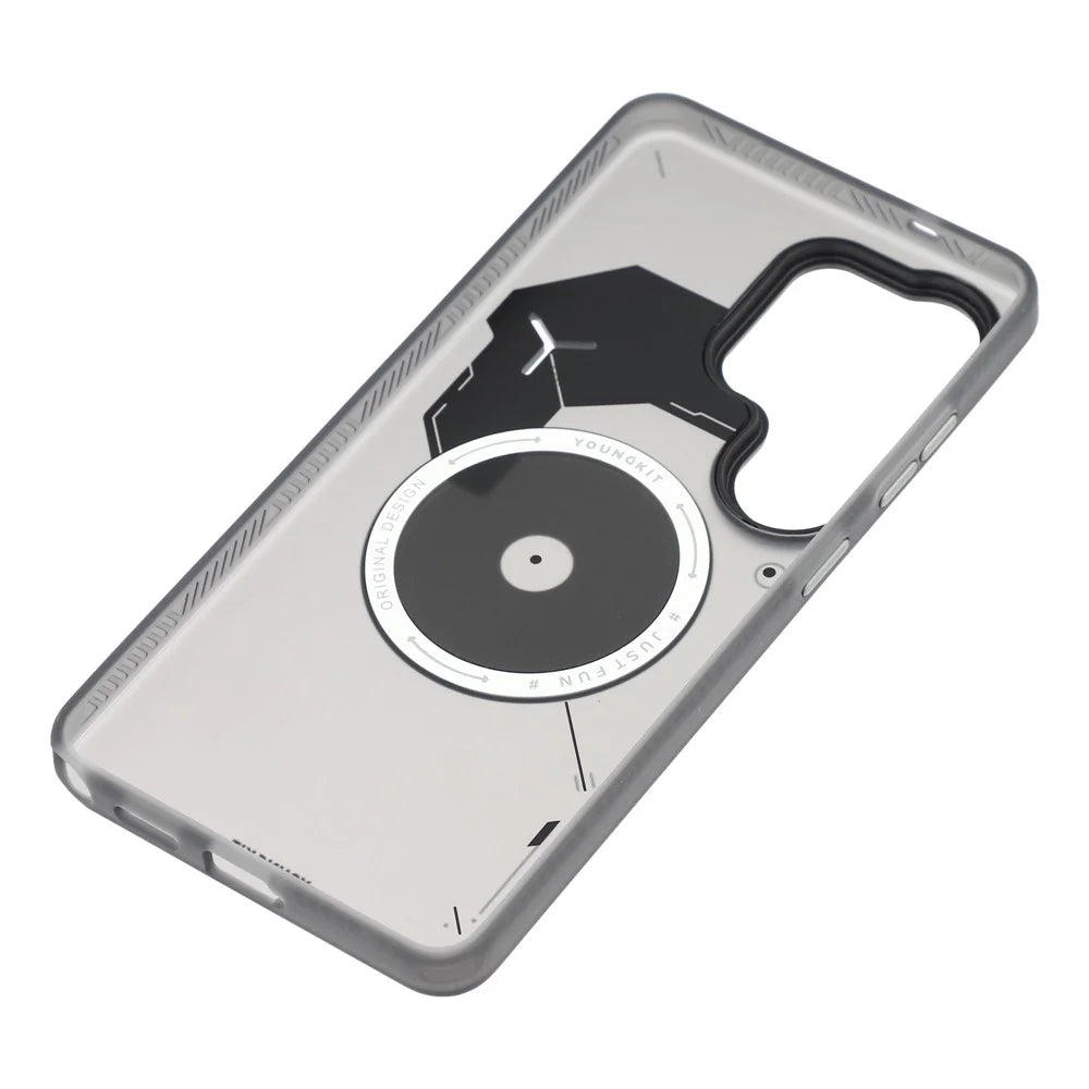YOUNGKIT For Samsung Galaxy S26 Ultra Magnetic Case Unique Disc Design TPU + PC Phone Back Cover - Dark Grey - 6