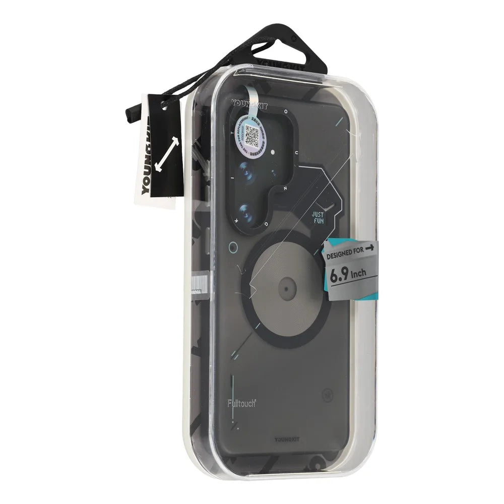 YOUNGKIT For Samsung Galaxy S26 Ultra Magnetic Case Unique Disc Design TPU + PC Phone Back Cover - Dark Grey - 7
