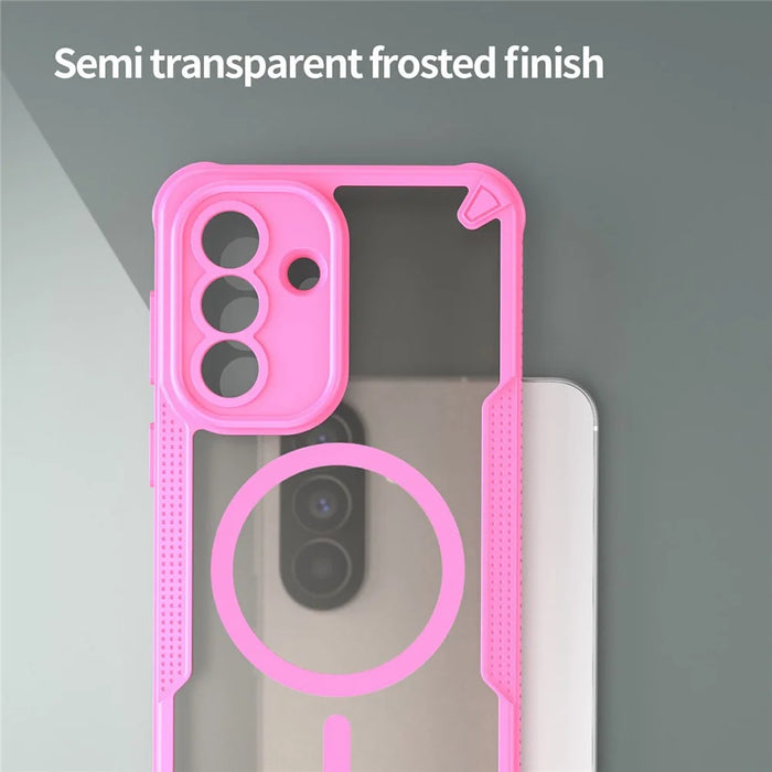 For Samsung Galaxy A57 5G Magnetic Case TPU + PC Phone Back Cover - Pink - 4