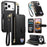 For iPhone 18 Pro / 17 Pro Case Zipper Pocket TPU PU Leather Wallet Phone Cover with Strap - Black - 1