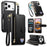 For iPhone 18 Pro Max / 17 Pro Max Case Zipper Pocket TPU PU Leather Wallet Phone Cover with Strap - Black - 1