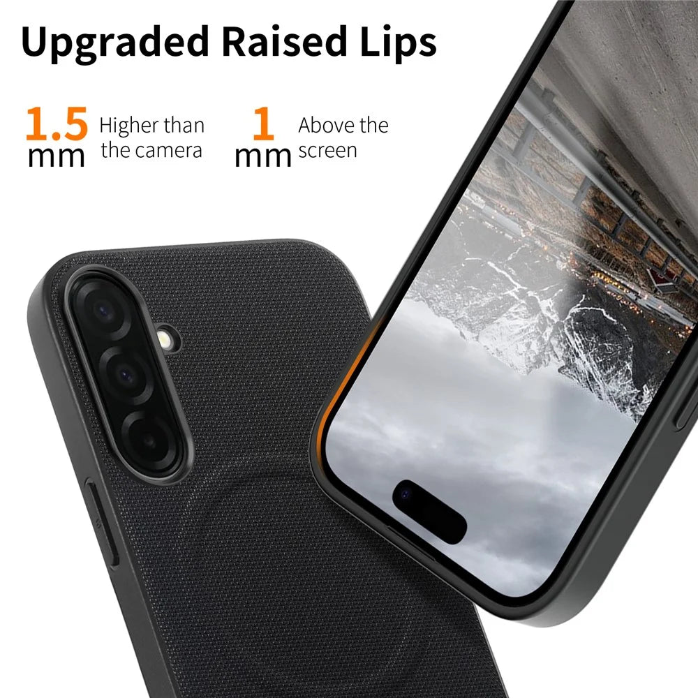 For Samsung Galaxy S26+ Magnetic Case Fine Grid Texture Leather + PC + TPU Phone Cover - Black - 4