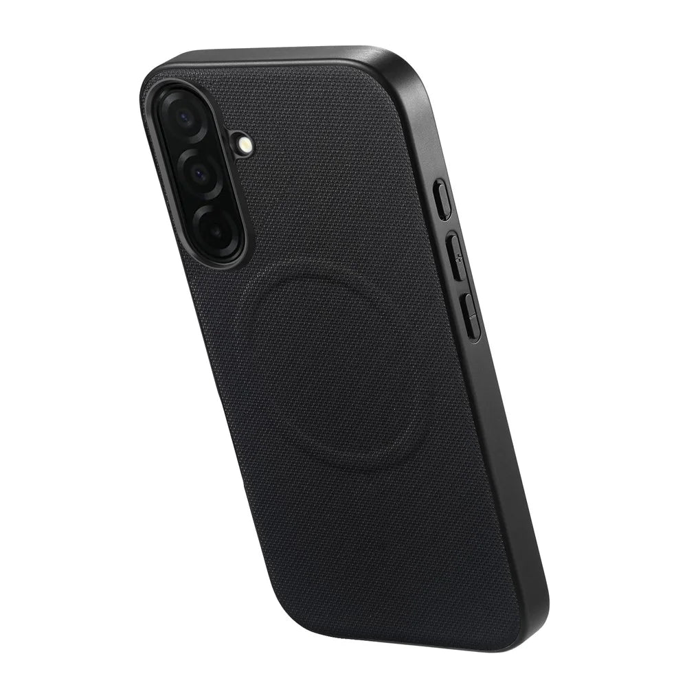 For Samsung Galaxy S25 Magnetic Case Fine Grid Texture Leather + PC + TPU Phone Cover - Black - 2