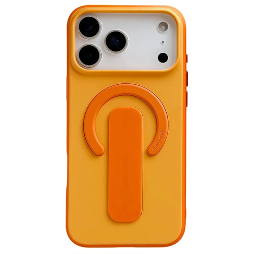 For iPhone 17 Pro Max Case Compatible with MagSafe Kickstand Skin Touch Contrast Color Silicone TPU PC Phone Cover - Orange - 1