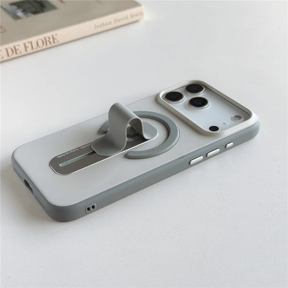 For iPhone 17 Pro Max Case Compatible with MagSafe Kickstand Skin Touch Contrast Color Silicone TPU PC Phone Cover - Orange - 5