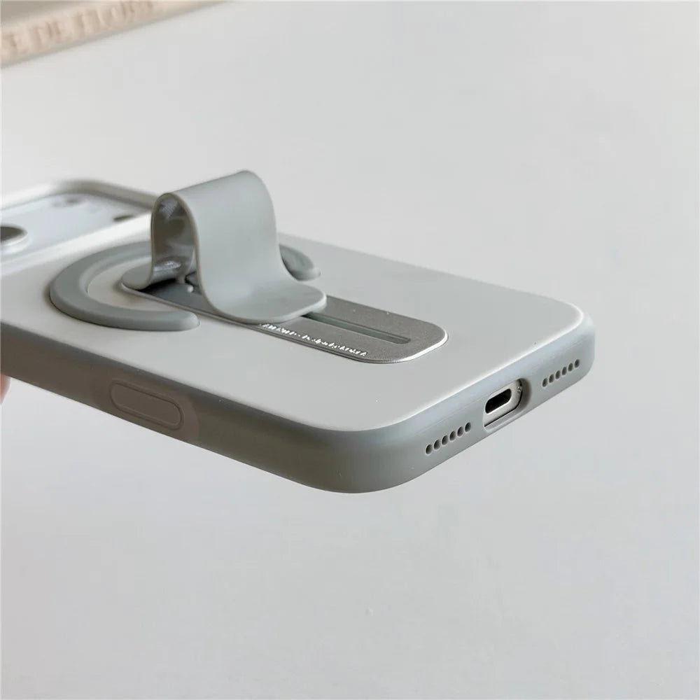 For iPhone 17 Pro Max Case Compatible with MagSafe Kickstand Skin Touch Contrast Color Silicone TPU PC Phone Cover - Orange - 7