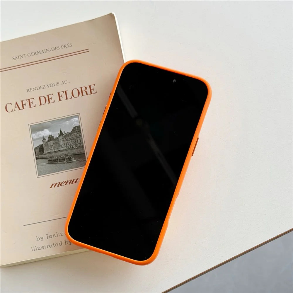 For iPhone 17 Pro Case Compatible with MagSafe Kickstand Skin Touch Contrast Color Silicone TPU PC Phone Cover - Orange - 4