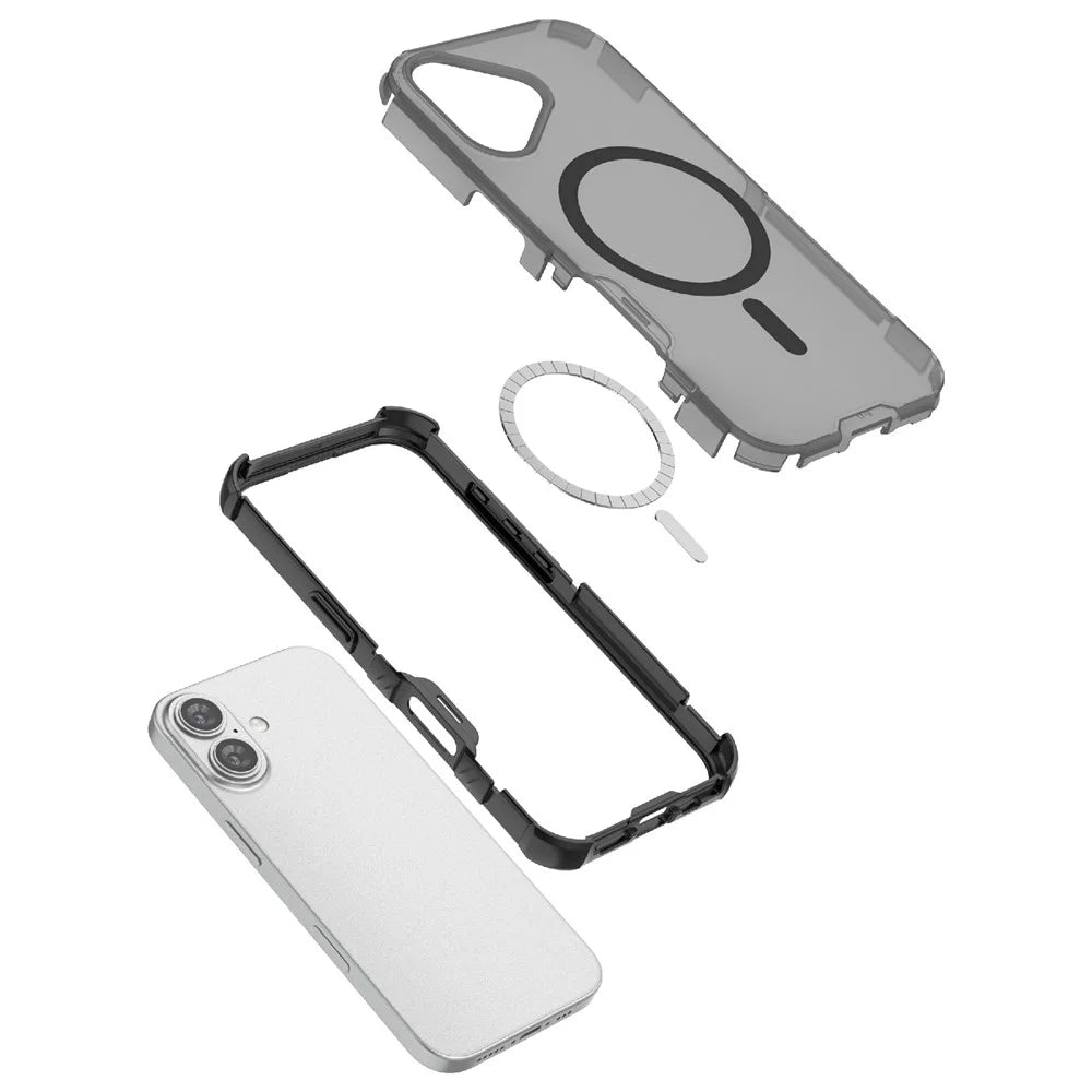 For iPhone 17 Magnetic Case Matte Skin Touch TPU PC Anti Drop Phone Cover Compatible with MagSafe - Black - 4