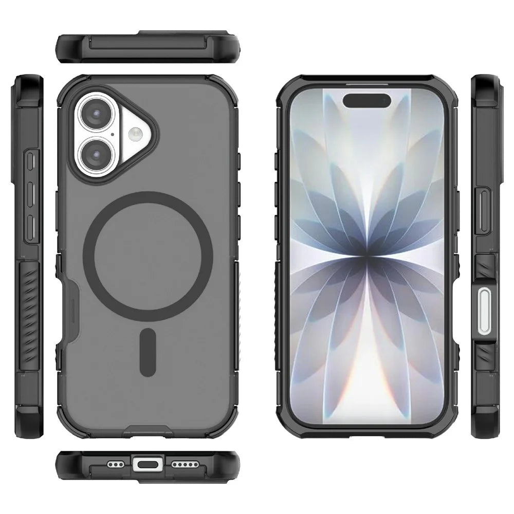 For iPhone 17 Magnetic Case Matte Skin Touch TPU PC Anti Drop Phone Cover Compatible with MagSafe - Black - 5