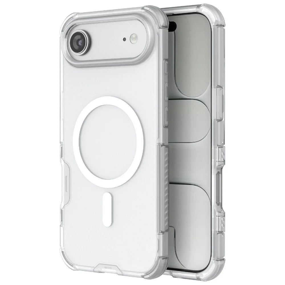 For iPhone Air Magnetic Case Matte Skin Touch TPU PC Anti Drop Phone Cover Compatible with MagSafe - White - 1