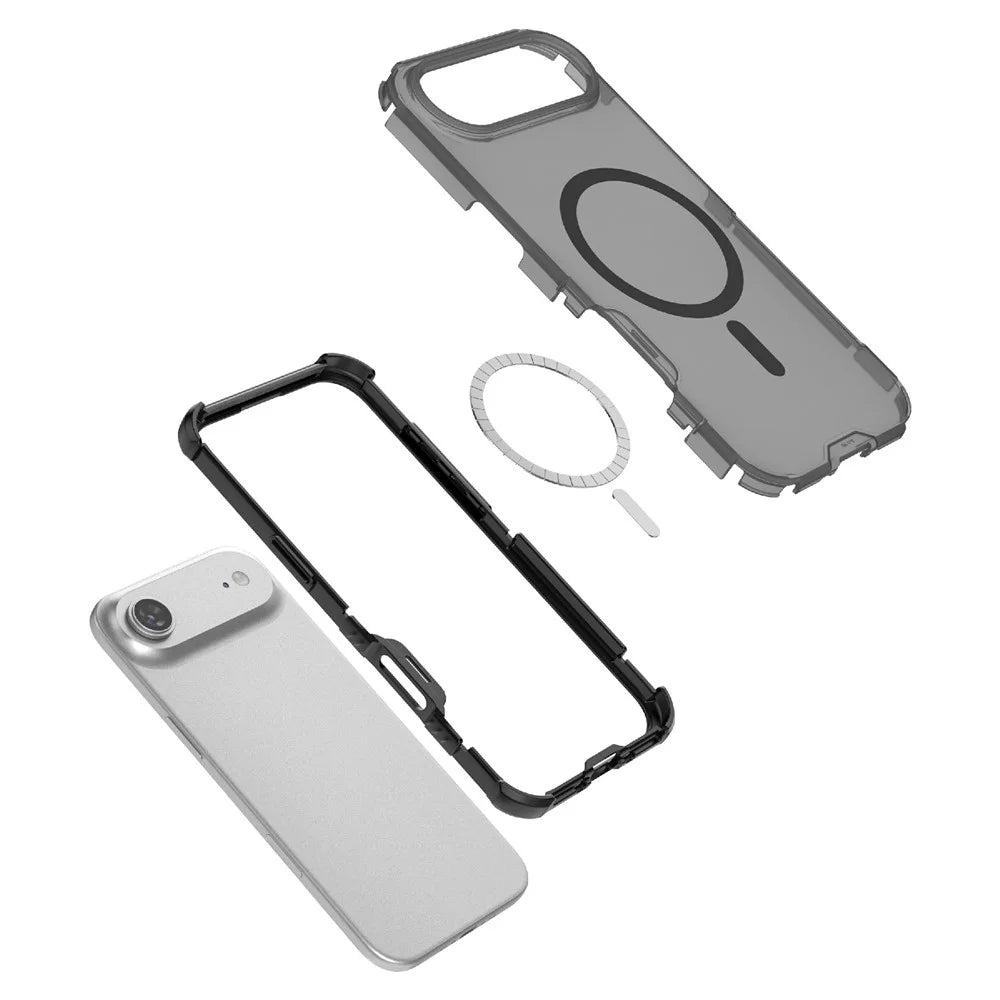 For iPhone Air Magnetic Case Matte Skin Touch TPU PC Anti Drop Phone Cover Compatible with MagSafe - White - 4