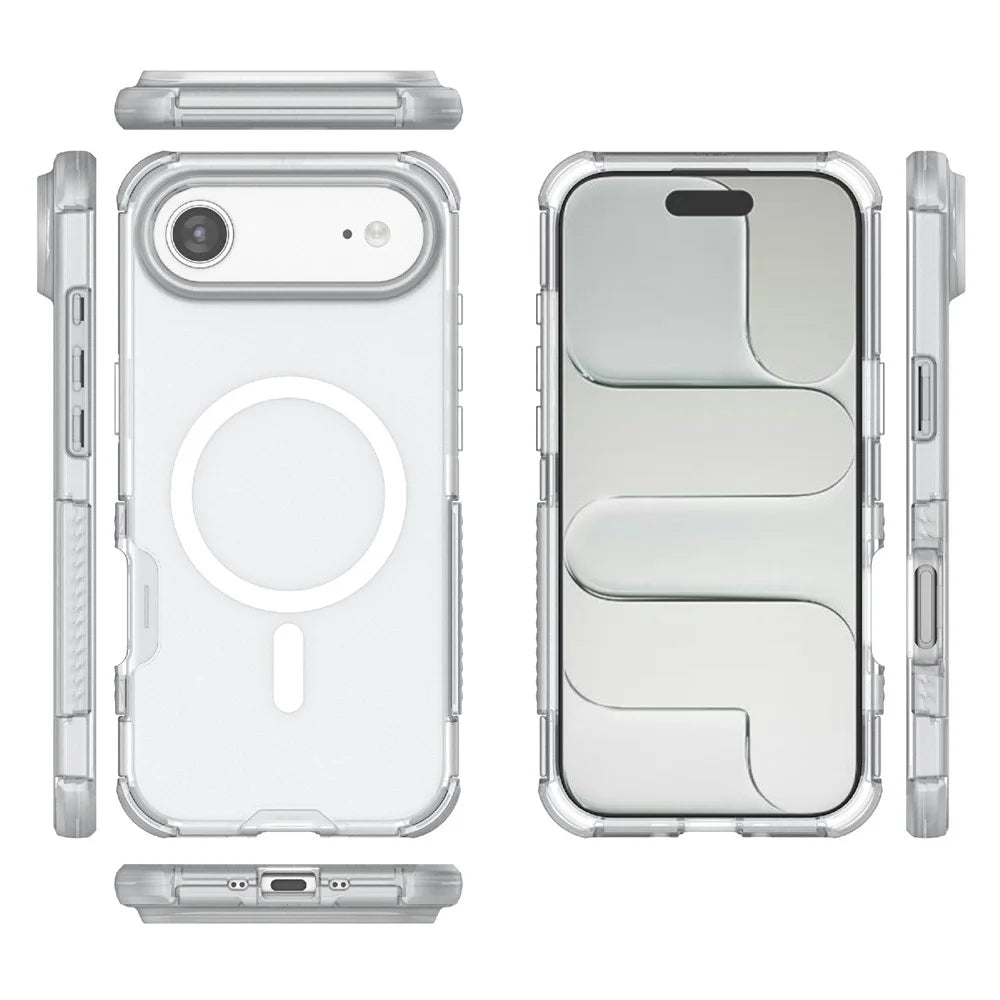 For iPhone Air Magnetic Case Matte Skin Touch TPU PC Anti Drop Phone Cover Compatible with MagSafe - White - 5