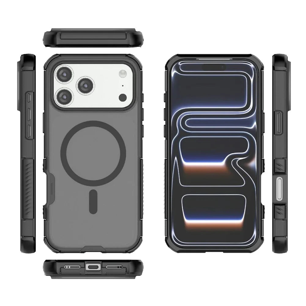 For iPhone 18 Pro Max / 17 Pro Max Magnetic Case Matte Skin Touch TPU PC Anti Drop Phone Cover Compatible with MagSafe - Black - 5