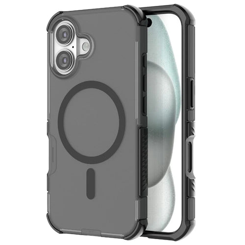 For iPhone 16 Magnetic Case Matte Skin Touch TPU PC Anti Drop Phone Cover Compatible with MagSafe - Black - 1
