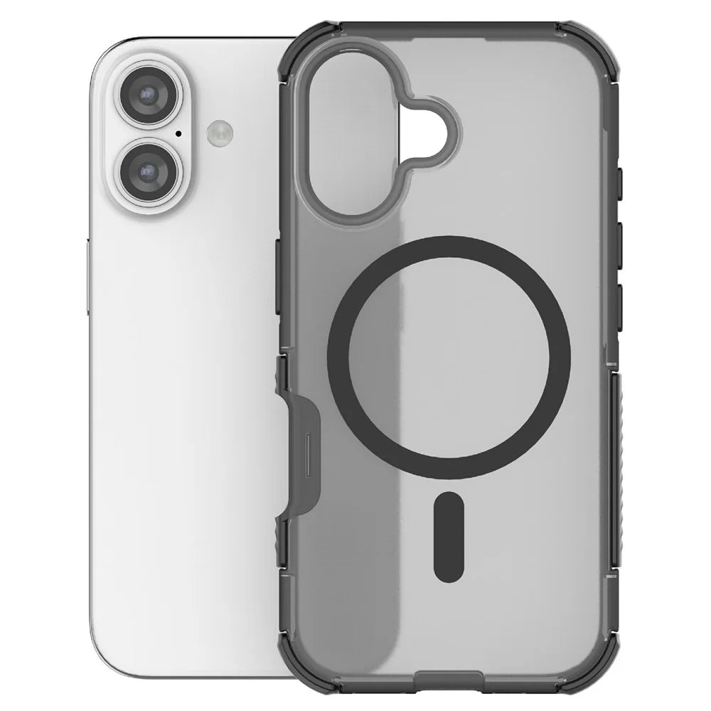 For iPhone 16 Magnetic Case Matte Skin Touch TPU PC Anti Drop Phone Cover Compatible with MagSafe - Black - 3