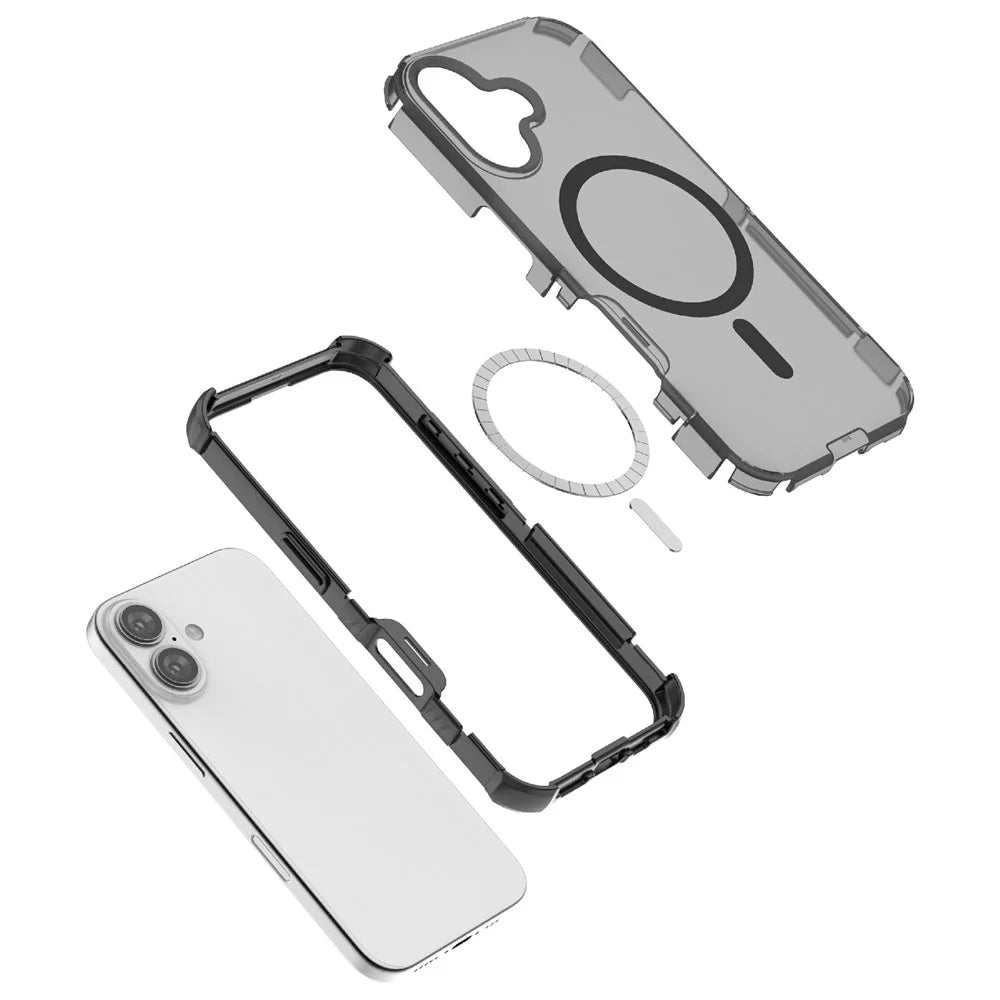 For iPhone 16 Magnetic Case Matte Skin Touch TPU PC Anti Drop Phone Cover Compatible with MagSafe - Black - 4