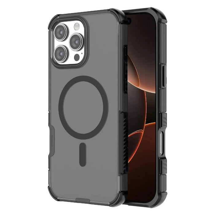 For iPhone 16 Pro Magnetic Case Matte Skin Touch TPU PC Anti Drop Phone Cover Compatible with MagSafe - Black - 1