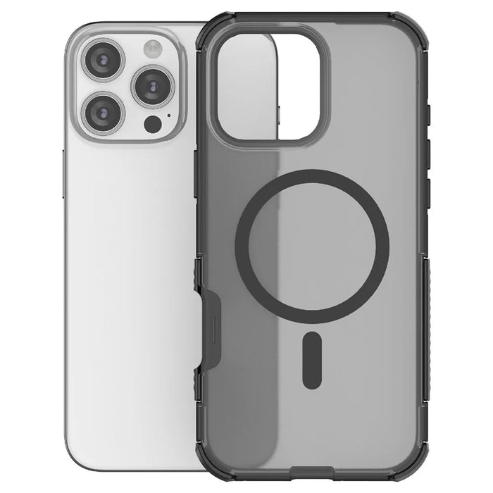 For iPhone 16 Pro Magnetic Case Matte Skin Touch TPU PC Anti Drop Phone Cover Compatible with MagSafe - Black - 3