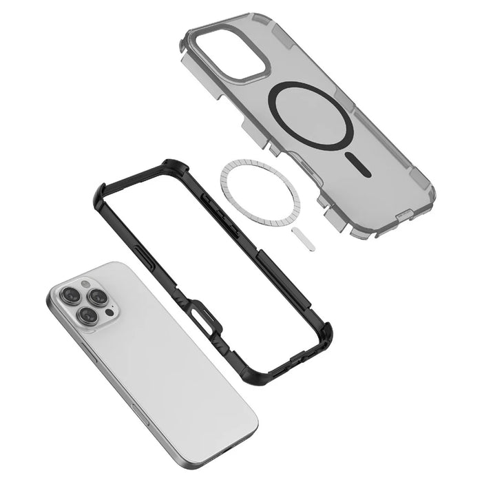 For iPhone 16 Pro Magnetic Case Matte Skin Touch TPU PC Anti Drop Phone Cover Compatible with MagSafe - Black - 4