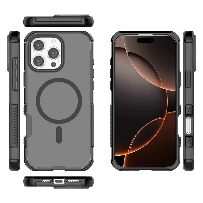 For iPhone 16 Pro Magnetic Case Matte Skin Touch TPU PC Anti Drop Phone Cover Compatible with MagSafe - Black - 5