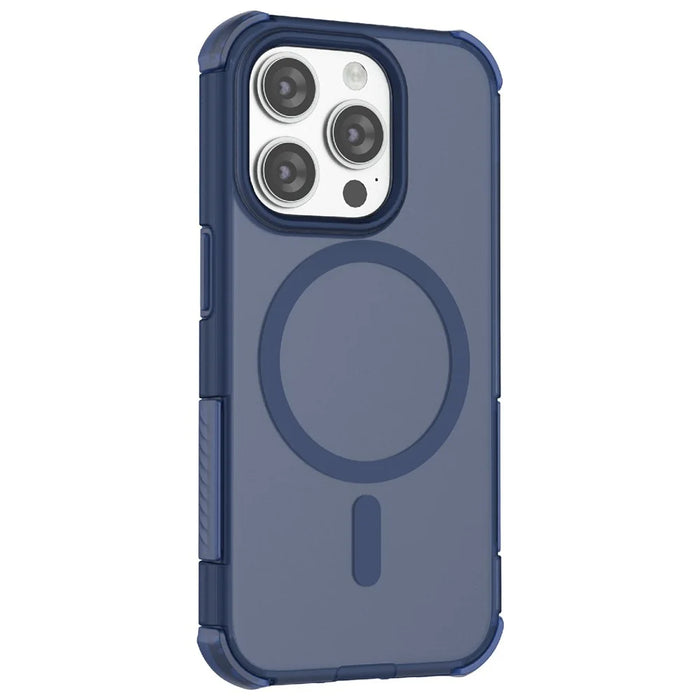 For iPhone 15 Pro Max Magnetic Case Matte Skin Touch TPU PC Anti Drop Phone Cover Compatible with MagSafe - Blue - 2
