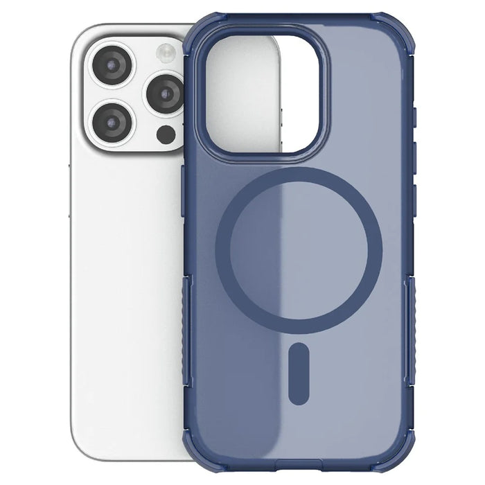 For iPhone 15 Pro Max Magnetic Case Matte Skin Touch TPU PC Anti Drop Phone Cover Compatible with MagSafe - Blue - 3