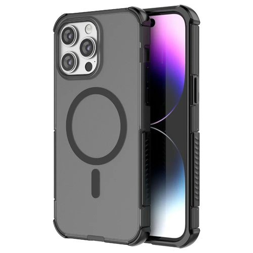For iPhone 14 Pro Magnetic Case Matte Skin Touch TPU PC Anti Drop Phone Cover Compatible with MagSafe - Black - 1