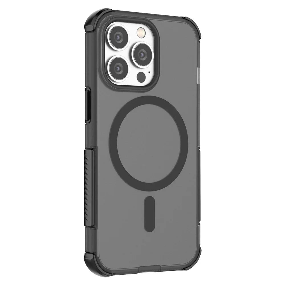 For iPhone 13 Pro Magnetic Case Matte Skin Touch TPU PC Anti Drop Phone Cover Compatible with MagSafe - Black - 2