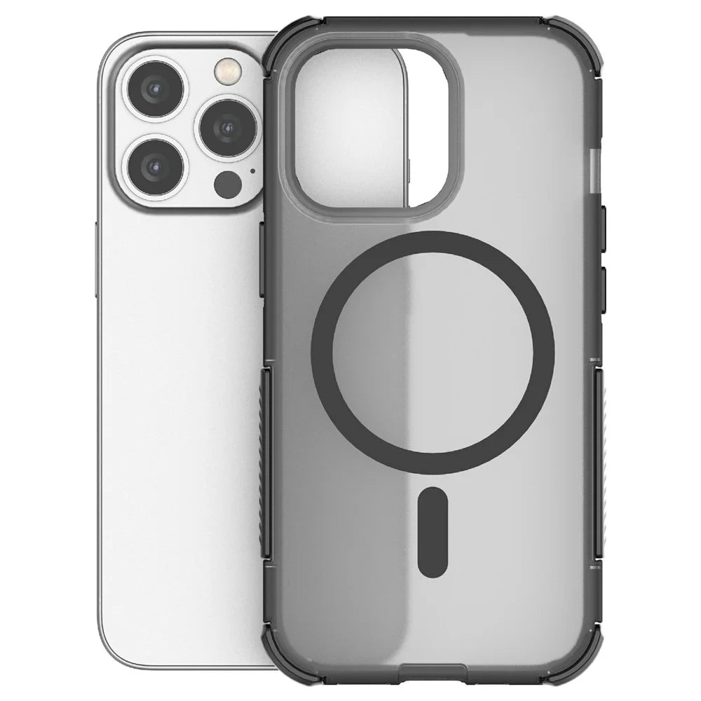 For iPhone 13 Pro Magnetic Case Matte Skin Touch TPU PC Anti Drop Phone Cover Compatible with MagSafe - Black - 3