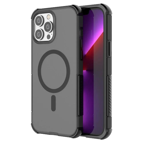 For iPhone 13 Pro Max Magnetic Case Matte Skin Touch TPU PC Anti Drop Phone Cover Compatible with MagSafe - Black - 1