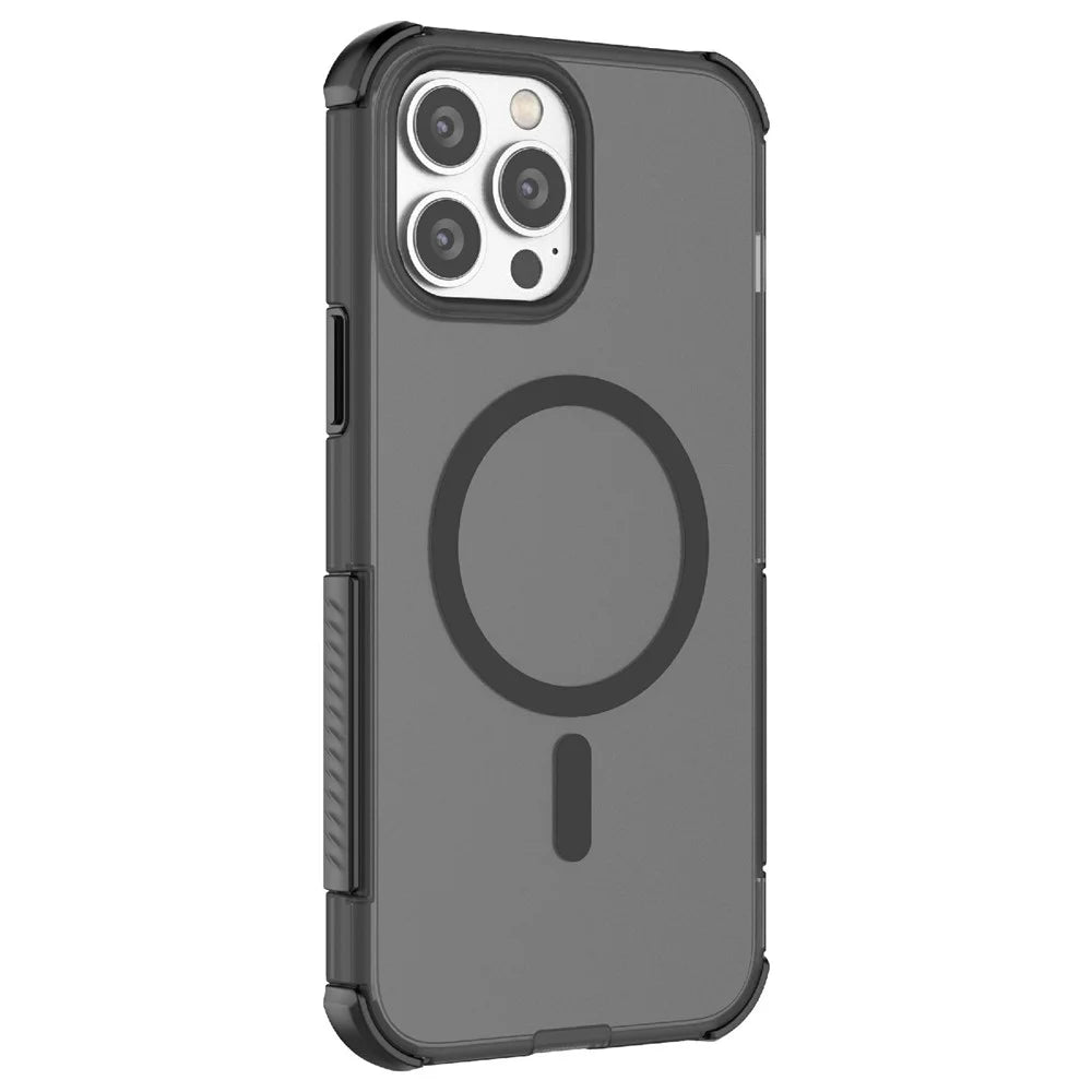 For iPhone 13 Pro Max Magnetic Case Matte Skin Touch TPU PC Anti Drop Phone Cover Compatible with MagSafe - Black - 2