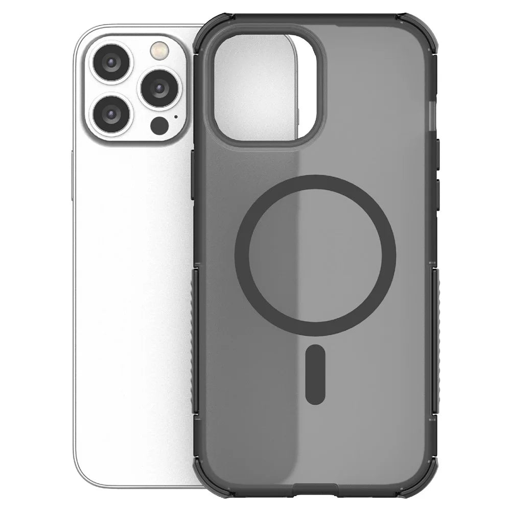 For iPhone 13 Pro Max Magnetic Case Matte Skin Touch TPU PC Anti Drop Phone Cover Compatible with MagSafe - Black - 3
