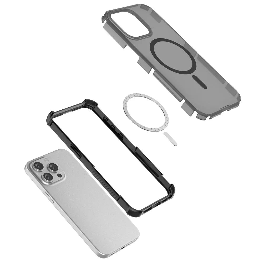 For iPhone 13 Pro Max Magnetic Case Matte Skin Touch TPU PC Anti Drop Phone Cover Compatible with MagSafe - Black - 4