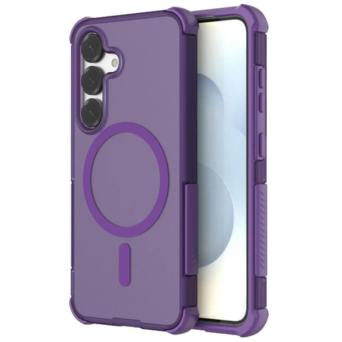 For Samsung Galaxy S25 Magnetic Case Matte Skin Touch TPU PC Anti Drop Phone Cover - Purple - 1