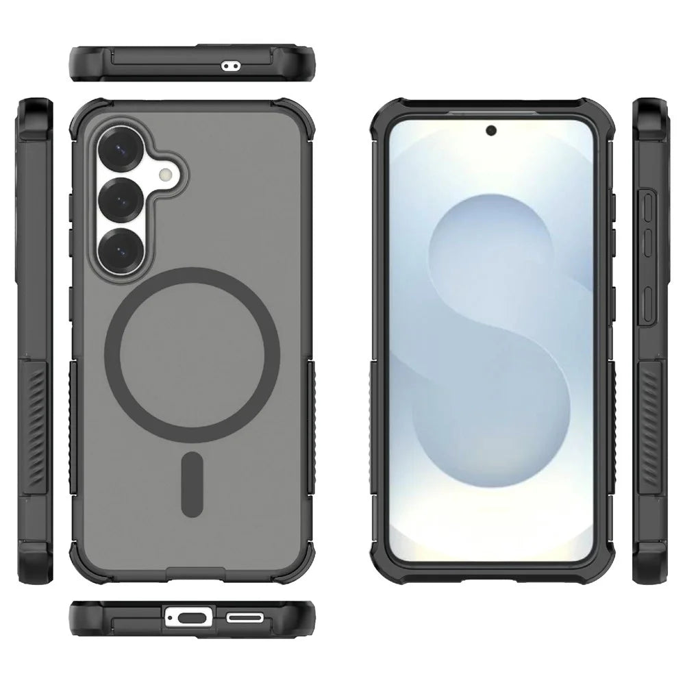 For Samsung Galaxy S25 Magnetic Case Matte Skin Touch TPU PC Anti Drop Phone Cover - Purple - 5