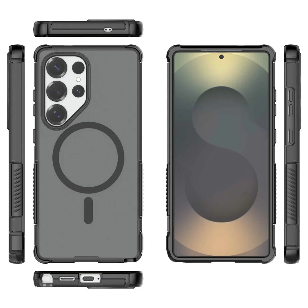 For Samsung Galaxy S25 Ultra Magnetic Case Matte Skin Touch TPU PC Anti Drop Phone Cover - Black - 5
