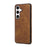 For Samsung Galaxy S26 Case Logo View Litchi Texture PU Leather Coated PC + TPU Phone Cover - Brown - 4